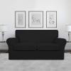 Easy-Going 2 Pieces Microfiber Stretch Chair Slipcover – Spandex Soft Fitted Sofa Couch Cover Washable Furniture Protector with Elastic Bottom Kids Pet Chocolate(Black)