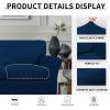 Easy-Going 2 Pieces Microfiber Stretch Chair Slipcover – Spandex Soft Fitted Sofa Couch Cover Washable Furniture Protector with Elastic Bottom Kids Pet Chocolate(Navy)