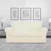 Easy-Going 2 Pieces Microfiber Stretch Chair Slipcover – Spandex Soft Fitted Sofa Couch Cover Washable Furniture Protector with Elastic Bottom Kids Pet Chocolate(Ivory)