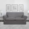 Easy-Going 2 Pieces Microfiber Stretch Chair Slipcover – Spandex Soft Fitted Sofa Couch Cover Washable Furniture Protector with Elastic Bottom Kids Pet Chocolate(Light Gray)