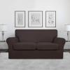 Easy-Going 2 Pieces Microfiber Stretch Chair Slipcover – Spandex Soft Fitted Sofa Couch Cover Washable Furniture Protector with Elastic Bottom Kids Pet Chocolate(Chocolate)