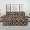 Easy-Going 2 Pieces Microfiber Stretch Chair Slipcover – Spandex Soft Fitted Sofa Couch Cover Washable Furniture Protector with Elastic Bottom Kids Pet Chocolate(Quatrefoil/Camel)