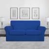 Easy-Going 2 Pieces Microfiber Stretch Chair Slipcover – Spandex Soft Fitted Sofa Couch Cover Washable Furniture Protector with Elastic Bottom Kids Pet Chocolate(Classic Blue)