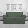 Easy-Going 2 Pieces Microfiber Stretch Chair Slipcover – Spandex Soft Fitted Sofa Couch Cover Washable Furniture Protector with Elastic Bottom Kids Pet Chocolate(Grayish Green)