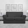 Easy-Going 2 Pieces Microfiber Stretch Chair Slipcover – Spandex Soft Fitted Sofa Couch Cover Washable Furniture Protector with Elastic Bottom Kids Pet Chocolate(Dark Gray)