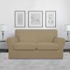 Easy-Going 2 Pieces Microfiber Stretch Chair Slipcover – Spandex Soft Fitted Sofa Couch Cover Washable Furniture Protector with Elastic Bottom Kids Pet Chocolate(Tan)