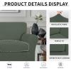 Easy-Going 2 Pieces Microfiber Stretch Chair Slipcover – Spandex Soft Fitted Sofa Couch Cover Washable Furniture Protector with Elastic Bottom Kids Pet Chocolate(Greyish Green)