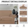 Easy-Going 2 Pieces Microfiber Stretch Chair Slipcover – Spandex Soft Fitted Sofa Couch Cover Washable Furniture Protector with Elastic Bottom Kids Pet Chocolate(Camel)
