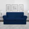 Easy-Going 2 Pieces Microfiber Stretch Chair Slipcover – Spandex Soft Fitted Sofa Couch Cover Washable Furniture Protector with Elastic Bottom Kids Pet Chocolate(Navy)