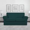 Easy-Going 2 Pieces Microfiber Stretch Chair Slipcover – Spandex Soft Fitted Sofa Couch Cover Washable Furniture Protector with Elastic Bottom Kids Pet Chocolate(Deep Teal)