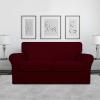 Easy-Going 2 Pieces Microfiber Stretch Chair Slipcover – Spandex Soft Fitted Sofa Couch Cover Washable Furniture Protector with Elastic Bottom Kids Pet Chocolate(Wine)