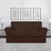 Easy-Going 2 Pieces Microfiber Stretch Chair Slipcover – Spandex Soft Fitted Sofa Couch Cover Washable Furniture Protector with Elastic Bottom Kids Pet Chocolate(Coffee)