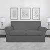 Easy-Going 2 Pieces Microfiber Stretch Chair Slipcover – Spandex Soft Fitted Sofa Couch Cover Washable Furniture Protector with Elastic Bottom Kids Pet Chocolate(Grey)