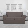 Easy-Going 2 Pieces Microfiber Stretch Chair Slipcover – Spandex Soft Fitted Sofa Couch Cover Washable Furniture Protector with Elastic Bottom Kids Pet Chocolate(Taupe)