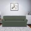 Easy-Going Fleece Stretch Sofa Slipcover Spandex Non-Slip Soft Couch Sofa Cover, Washable Furniture Protector with Anti-Skid Foam and Elastic Bottom for Kids, Pets(Loveseat, Dark Gray)(Grayish Green)