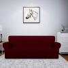 Easy-Going Fleece Stretch Sofa Slipcover Spandex Non-Slip Soft Couch Sofa Cover, Washable Furniture Protector with Anti-Skid Foam and Elastic Bottom for Kids, Pets(Loveseat, Dark Gray)(Wine)