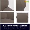 Easy-Going Fleece Stretch Sofa Slipcover Spandex Non-Slip Soft Couch Sofa Cover, Washable Furniture Protector with Anti-Skid Foam and Elastic Bottom for Kids, Pets(Loveseat, Dark Gray)(Taupe)