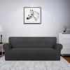 Easy-Going Fleece Stretch Sofa Slipcover Spandex Non-Slip Soft Couch Sofa Cover, Washable Furniture Protector with Anti-Skid Foam and Elastic Bottom for Kids, Pets(Loveseat, Dark Gray)(Dark Gray)