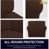 Easy-Going Fleece Stretch Sofa Slipcover Spandex Non-Slip Soft Couch Sofa Cover, Washable Furniture Protector with Anti-Skid Foam and Elastic Bottom for Kids, Pets(Loveseat, Dark Gray)(Coffee)