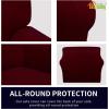 Easy-Going Fleece Stretch Sofa Slipcover Spandex Non-Slip Soft Couch Sofa Cover, Washable Furniture Protector with Anti-Skid Foam and Elastic Bottom for Kids, Pets(Loveseat, Dark Gray)(Wine)