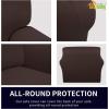 Easy-Going Fleece Stretch Sofa Slipcover Spandex Non-Slip Soft Couch Sofa Cover, Washable Furniture Protector with Anti-Skid Foam and Elastic Bottom for Kids, Pets(Loveseat, Dark Gray)(Chocolate)