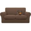 Easy-Going 100% Dual Waterproof 2 Pieces Chair Cover Stretch Soft Couch Cover for Dogs, Sofa Slipcover for 1 Separate Cushion Couch Leakproof Furniture Protector for Kids, Pets Dark Gray(Brown)