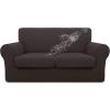 Easy-Going 100% Dual Waterproof 2 Pieces Chair Cover Stretch Soft Couch Cover for Dogs, Sofa Slipcover for 1 Separate Cushion Couch Leakproof Furniture Protector for Kids, Pets Dark Gray(Chocolate)