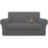 Easy-Going 100% Dual Waterproof 2 Pieces Chair Cover Stretch Soft Couch Cover for Dogs, Sofa Slipcover for 1 Separate Cushion Couch Leakproof Furniture Protector for Kids, Pets Dark Gray(Grey)