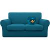 Easy-Going 100% Dual Waterproof 2 Pieces Chair Cover Stretch Soft Couch Cover for Dogs, Sofa Slipcover for 1 Separate Cushion Couch Leakproof Furniture Protector for Kids, Pets Dark Gray(Peacock Blue)