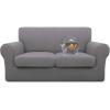 Easy-Going 100% Dual Waterproof 2 Pieces Chair Cover Stretch Soft Couch Cover for Dogs, Sofa Slipcover for 1 Separate Cushion Couch Leakproof Furniture Protector for Kids, Pets Dark Gray(Light Gray)