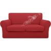 Easy-Going 100% Dual Waterproof 2 Pieces Chair Cover Stretch Soft Couch Cover for Dogs, Sofa Slipcover for 1 Separate Cushion Couch Leakproof Furniture Protector for Kids, Pets Dark Gray(Christmas Red)