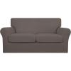 Easy-Going 2 Pieces Microfiber Stretch Chair Slipcover – Spandex Soft Fitted Sofa Couch Cover Washable Furniture Protector with Elastic Bottom Kids Pet Chocolate(Taupe)