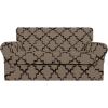 Easy-Going 2 Pieces Microfiber Stretch Chair Slipcover – Spandex Soft Fitted Sofa Couch Cover Washable Furniture Protector with Elastic Bottom Kids Pet Chocolate(Quatrefoil/Camel)
