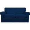 Easy-Going 2 Pieces Microfiber Stretch Chair Slipcover – Spandex Soft Fitted Sofa Couch Cover Washable Furniture Protector with Elastic Bottom Kids Pet Chocolate(Navy)