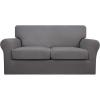 Easy-Going 2 Pieces Microfiber Stretch Chair Slipcover – Spandex Soft Fitted Sofa Couch Cover Washable Furniture Protector with Elastic Bottom Kids Pet Chocolate(Light Gray)