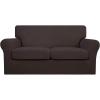 Easy-Going 2 Pieces Microfiber Stretch Chair Slipcover – Spandex Soft Fitted Sofa Couch Cover Washable Furniture Protector with Elastic Bottom Kids Pet Chocolate(Chocolate)