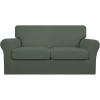 Easy-Going 2 Pieces Microfiber Stretch Chair Slipcover – Spandex Soft Fitted Sofa Couch Cover Washable Furniture Protector with Elastic Bottom Kids Pet Chocolate(Grayish Green)