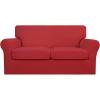 Easy-Going 2 Pieces Microfiber Stretch Chair Slipcover – Spandex Soft Fitted Sofa Couch Cover Washable Furniture Protector with Elastic Bottom Kids Pet Chocolate(Christmas Red)