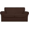 Easy-Going 2 Pieces Microfiber Stretch Chair Slipcover – Spandex Soft Fitted Sofa Couch Cover Washable Furniture Protector with Elastic Bottom Kids Pet Chocolate(Coffee)