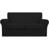 Easy-Going 2 Pieces Microfiber Stretch Chair Slipcover – Spandex Soft Fitted Sofa Couch Cover Washable Furniture Protector with Elastic Bottom Kids Pet Chocolate(Black)