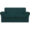 Easy-Going 2 Pieces Microfiber Stretch Chair Slipcover – Spandex Soft Fitted Sofa Couch Cover Washable Furniture Protector with Elastic Bottom Kids Pet Chocolate(Deep Teal)