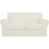 Easy-Going 2 Pieces Microfiber Stretch Chair Slipcover – Spandex Soft Fitted Sofa Couch Cover Washable Furniture Protector with Elastic Bottom Kids Pet Chocolate(Beige)
