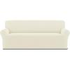Easy-Going Fleece Stretch Sofa Slipcover Spandex Non-Slip Soft Couch Sofa Cover, Washable Furniture Protector with Anti-Skid Foam and Elastic Bottom for Kids, Pets(Loveseat, Dark Gray)(Ivory)
