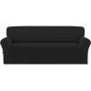 Easy-Going Fleece Stretch Sofa Slipcover Spandex Non-Slip Soft Couch Sofa Cover, Washable Furniture Protector with Anti-Skid Foam and Elastic Bottom for Kids, Pets(Loveseat, Dark Gray)(Black)