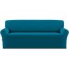 Easy-Going Fleece Stretch Sofa Slipcover Spandex Non-Slip Soft Couch Sofa Cover, Washable Furniture Protector with Anti-Skid Foam and Elastic Bottom for Kids, Pets(Loveseat, Dark Gray)(Peacock Blue)