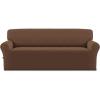 Easy-Going Fleece Stretch Sofa Slipcover Spandex Non-Slip Soft Couch Sofa Cover, Washable Furniture Protector with Anti-Skid Foam and Elastic Bottom for Kids, Pets(Loveseat, Dark Gray)(Brown)