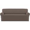 Easy-Going Fleece Stretch Sofa Slipcover Spandex Non-Slip Soft Couch Sofa Cover, Washable Furniture Protector with Anti-Skid Foam and Elastic Bottom for Kids, Pets(Loveseat, Dark Gray)(Taupe)