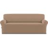 Easy-Going Fleece Stretch Sofa Slipcover Spandex Non-Slip Soft Couch Sofa Cover, Washable Furniture Protector with Anti-Skid Foam and Elastic Bottom for Kids, Pets(Loveseat, Dark Gray)(Camel)