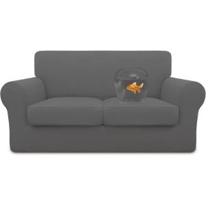 Easy-Going 100% Dual Waterproof 2 Pieces Chair Cover Stretch Soft Couch Cover for Dogs, Sofa Slipcover for 1 Separate Cushion Couch Leakproof Furniture Protector for Kids, Pets Dark Gray(Grey)