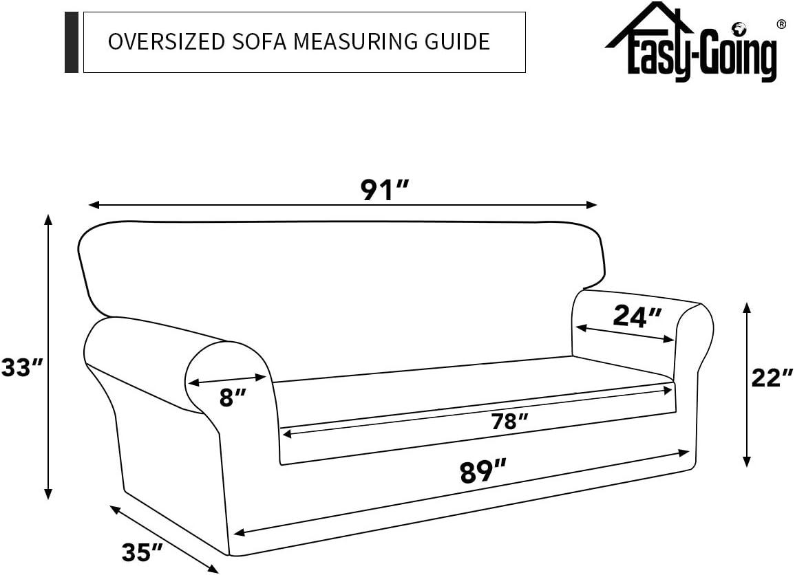 image:imageEasyGoing 2 Pieces Microfiber Stretch Sofa Slipcover Spandex Soft Fitted Sofa Couch Cover Washable Furniture Protector with Elastic Bottom KidsPet Oversized Sofa Light GrayCyan